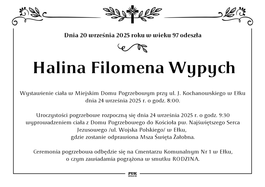 Halina Filomena Wypych - nekrolog